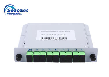 модуль 0.9mm ввода коробки Splitter PLC оптического волокна 1x8 с соединителем SC APC